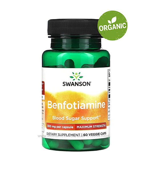 Swanson, Бенфотиамин, Витамин В1, b1, 300 мг, 60 капсул