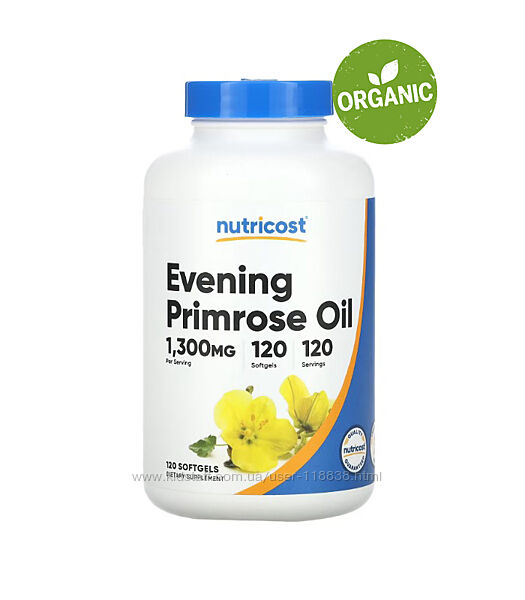 Nutricost, олія примули вечірньої, 1300 мг, 120 капсул