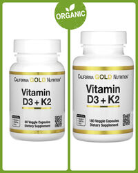 California Gold Nutrition, Вітаміни D3 та K2, 5000 МО, 60/180 капсул