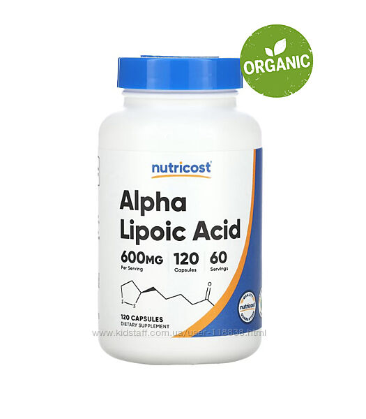 Nutricost, Альфа-липоевая кислота, 300 мг, 120 капсул