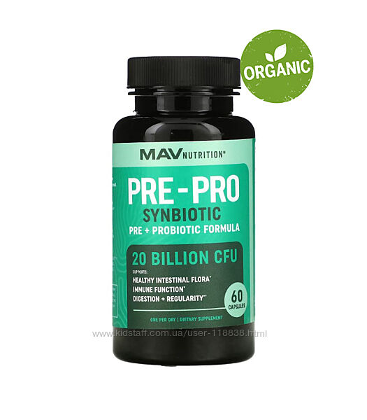 MAV Nutrition, Pre-Pro, пребиотик и пробиотик, 60 капсул