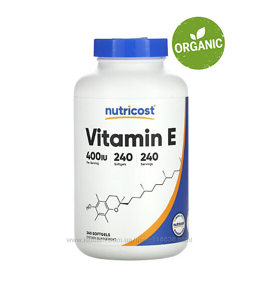 Nutricost, Витамин E, 400 МЕ, 240 капсул