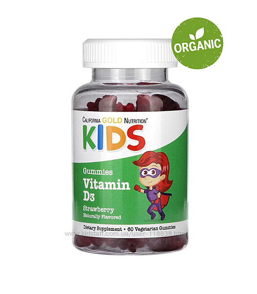 California Gold Nutrition, витамин D3 для детей, 400 МЕ, 60 мармеладок