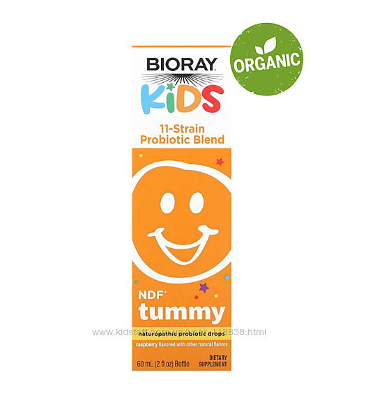 Bioray, NDF Tummy, смесь из 11 штаммов пробиотиков, малина, 60 мл