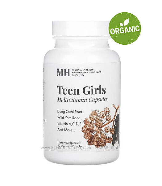 Michaels Naturopathic, Мультивитамины для девочек подростков, 60 капсу