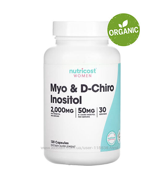 Nutricost, Для женщин, мио и D-хиро инозитол, 120 капсул