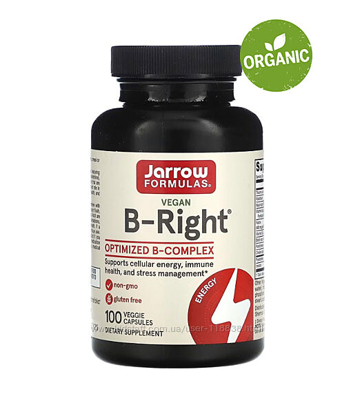 Jarrow Formulas, B-Right, Комплекс витаминов группы В, b, 100 капсул