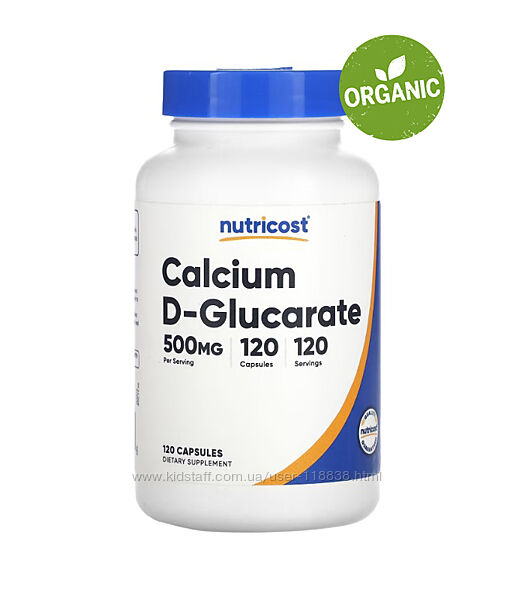 Nutricost, D-глюкарат кальция, 500 мг, 120 капсул