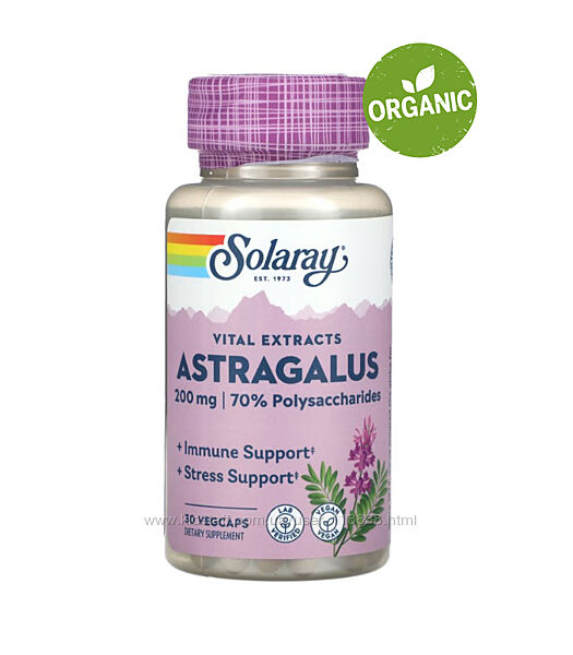Solaray, астрагал, екстракт, 200 мг, 30 капсул