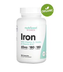 Nutricost, залізо 65 мг, комплекс, 180 капсул