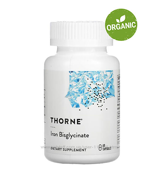 Thorne, бісгліцинат заліза, 25 мг, 60 капсул
