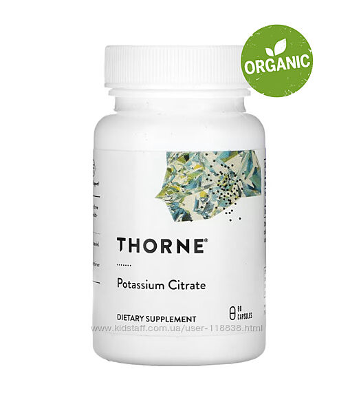 Thorne, цитрат калію, 90 капсул