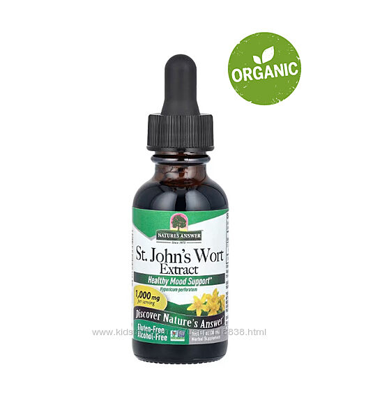 Natures Answer, звіробій, без спирту, 1000 мг, 30 мл