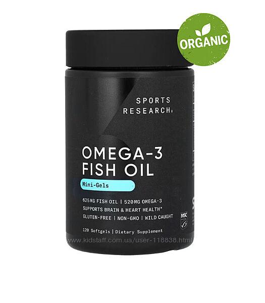 Sports Research, рибячий жир з омега-3, 120 мінікапсул
