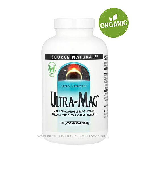 Source Naturals, Ultra-mag, Магній з вітаміном В6, 180 капсул