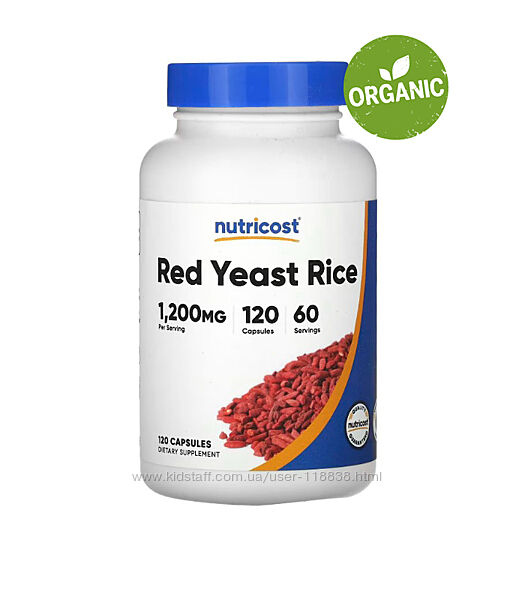 Nutricost, красный ферментированный рис, 1200 мг, 120 капсул
