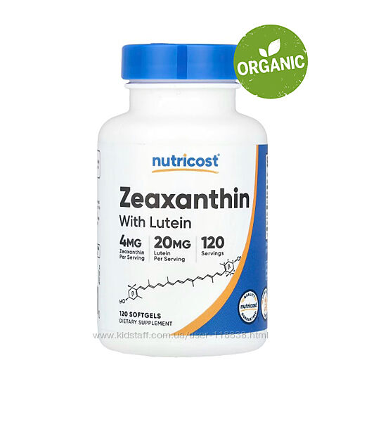 Nutricost, Зеаксантин с лютеином, 60/120 капсул