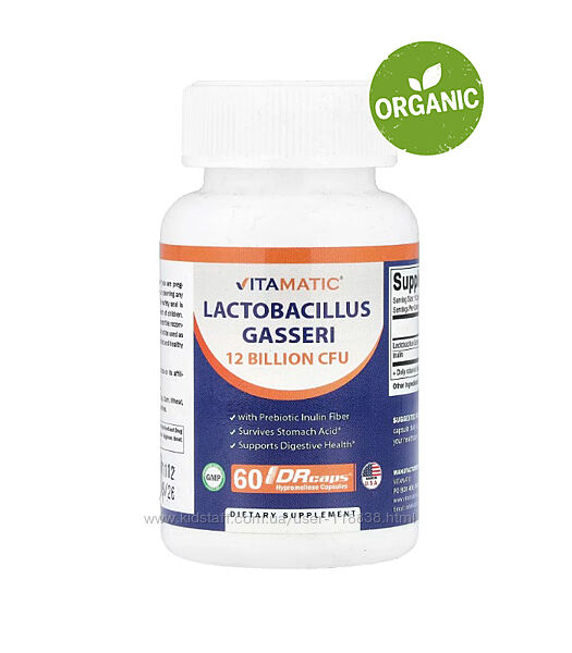 Vitamatic, лактобактерии гассери, 12 млрд КОЕ, 60 капсул