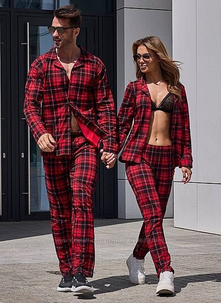   family look  Пижамки для пар ТМ Aruelle. Фланелевые мужская и женская