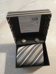 Новый, мужской галстук IN EXTENSO и запонки в подарочной коробке