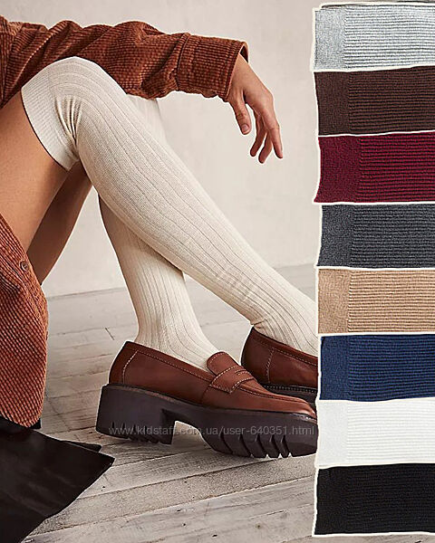 Високі гольфи чорні гетри молочні носки довгі панчохи в рубчик однотонні