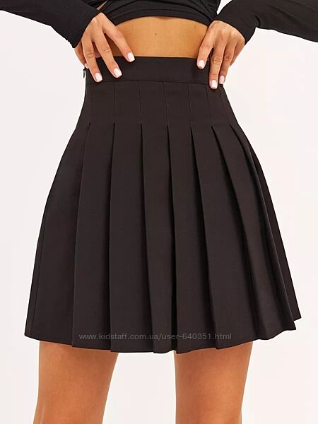 Спідниця з шортиками в складку чорна в японському стилі подовжена