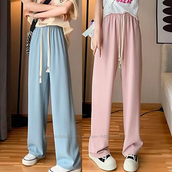 Штани на зріст 155-165 см дитячі підліткові прямі спортивні на шнурку літні