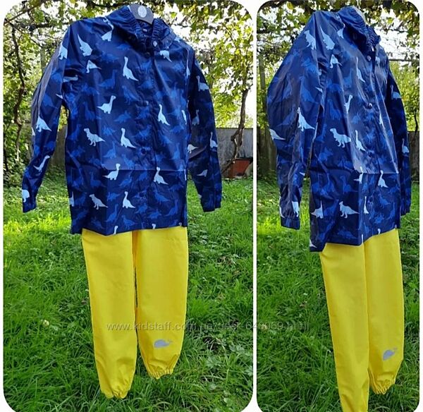 Комплект дощовий костюм Напівкомбенізон куртка з динозаврами 
