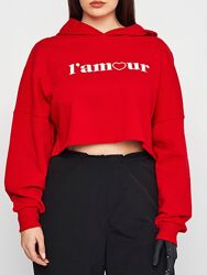  Красный укороченный худи свитшот H&M
