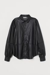 Черная кожаная рубашка H&M