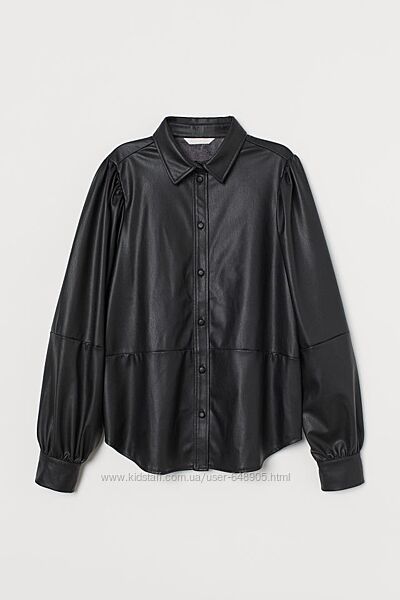 Черная кожаная рубашка H&M