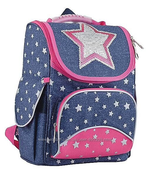 Каркасный школьный рюкзак портфель со звёздами и паетками Yes smart