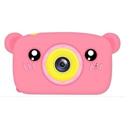 Детский цифровой фотоаппарат фото-видеокамера Мишка baby camera розовый