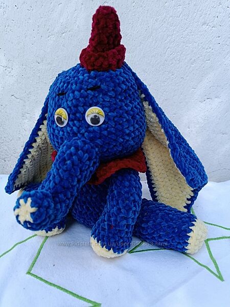 Вязаная игрушка Слоненок Дамбо ручная работа мягкая игрушка