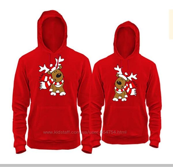 ПАPНІ ТОЛСТОВКИ З НОВОРІЧНИМ ОЛЕНЯТКОМ, новорічний світшот