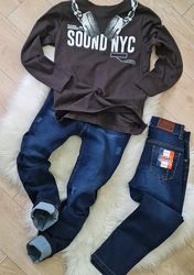 джинсы с лёгким утеплителем 122-128-134-см