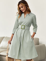 Платье-трапеция с узором клетка виши  длиной до колен