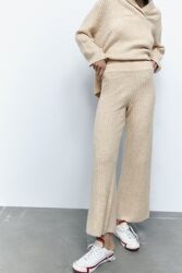 Штаны zara л вязаные брюки