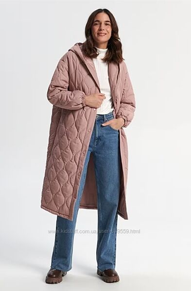Пальто куртка sinsay m -xl оверсайз стеганное розовое