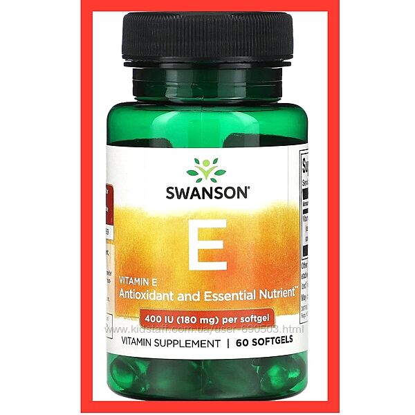 Swanson вітамін E, 180 мг 400 МО, 60 капсул
