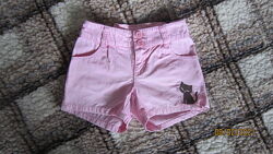 Для девочки нежно-розовые шорты сrazy8 с котом 5-7 лет р.110-116 см