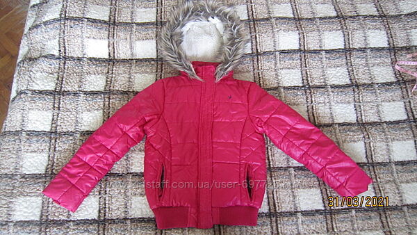 Для девочки тёплая малиновая деми куртка yd 11-12 лет 146-152 см