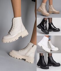Ботинки Vz, натуральная кожа/лак, белые/молочные/латте/черные, деми/зима
