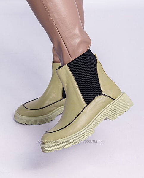 Ботинки деми, натуральная кожа, авокадо