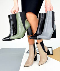 Ботинки Nomi, натуральная кожа, серые/черные/оливка/мокко