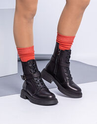 Ботинки комфорт, натуральная кожа, черные, деми/зима