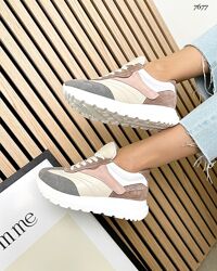 Кроссовки AB, натуральная кожа/замша, серые