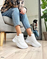 Кроссовки, натуральная кожа, белые