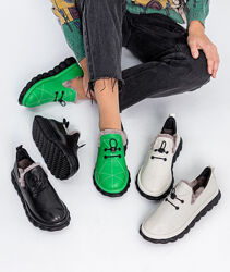 Зимние ботинки, натуральная кожа, черные/зеленые/молочные