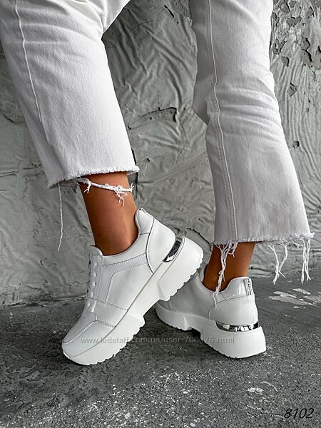 Кроссовки Veronica, натуральная кожа, белые